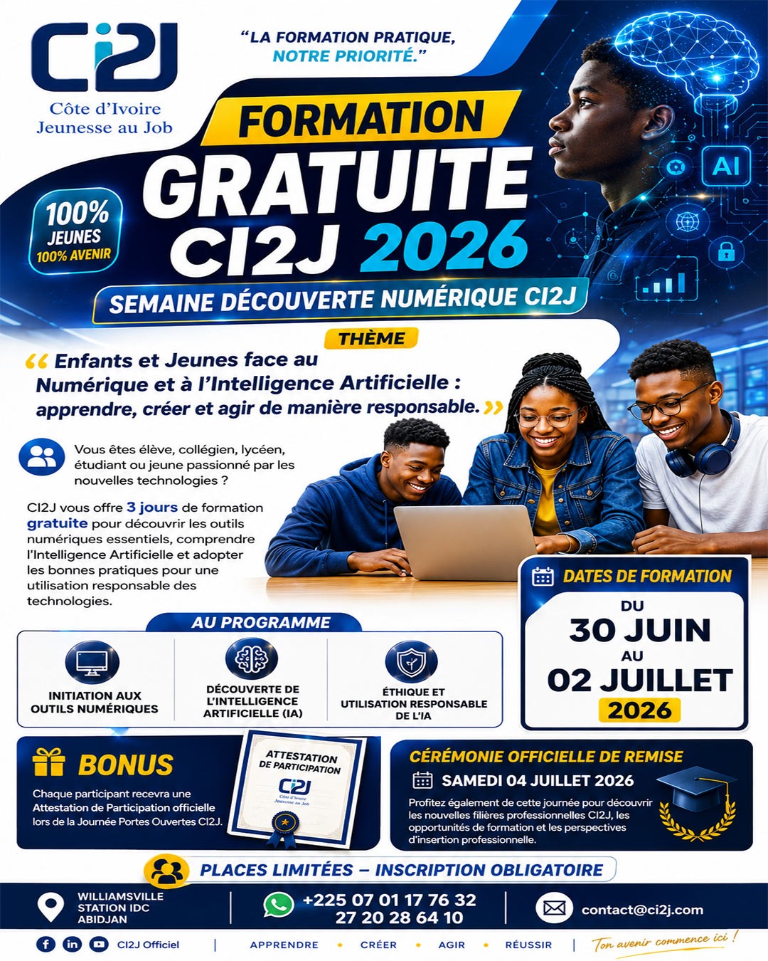 Formation gratuite CI2J 2026